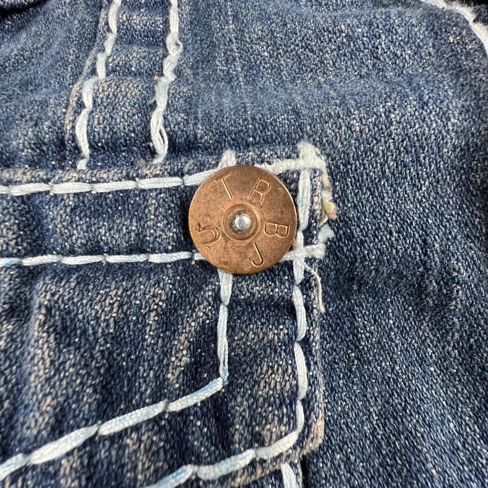 True Religion Denim Jacket Mens 3XL Blue‎ Joey Super T Big Stitch Western Y2K